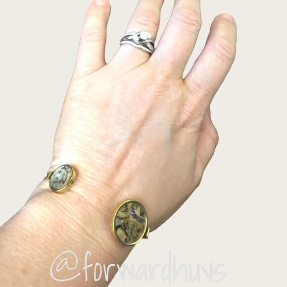 Cuff Bracelet with Mother of Pearl Inlay - Picture 1 of 8